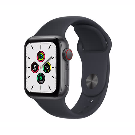 Apple Watch SE (GPS) 40mm - 太空灰鋁金屬錶殼-午夜黑運動錶帶
