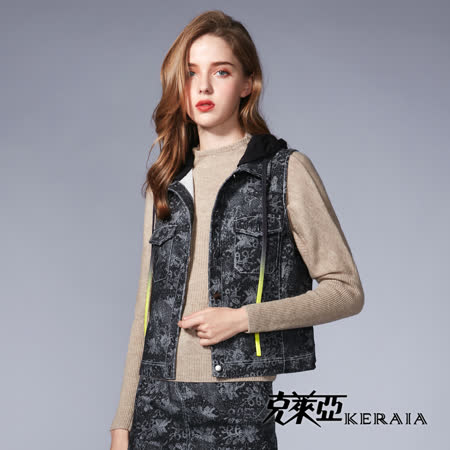 KERAIA 克萊亞 街道落雪仿牛仔短背心