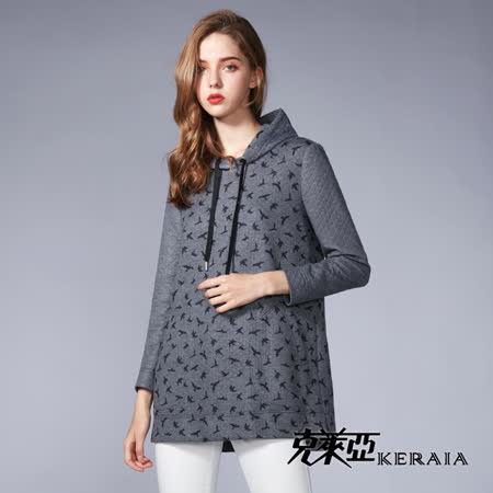 KERAIA 克萊亞 百鳥齊飛菱格紋印圖帽T