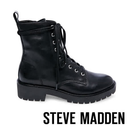 【STEVE MADDEN】GRID經典戰鬥綁帶短筒靴(黑色)