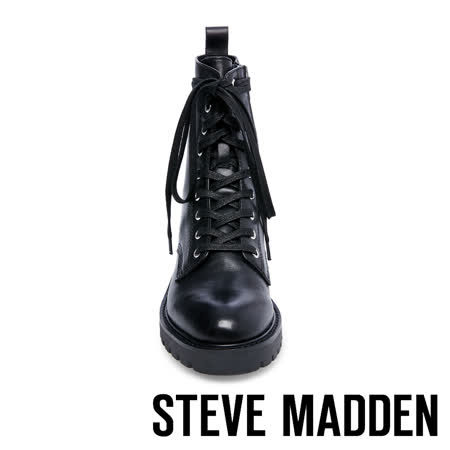 【STEVE MADDEN】GRID經典戰鬥綁帶短筒靴(黑色)