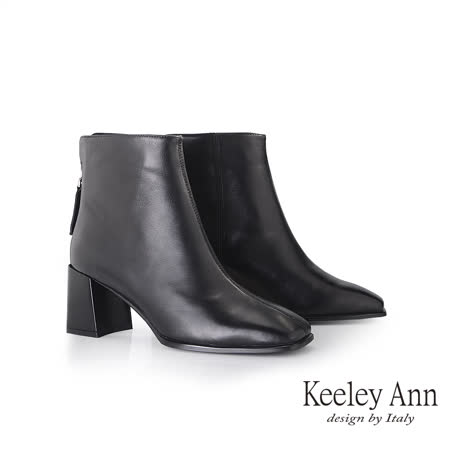 Keeley Ann羊皮方楦素面短靴(黑色177772110-Ann系列)
