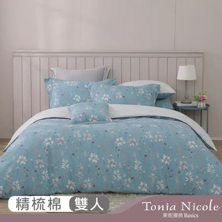 【Tonia Nicole 東妮寢飾】初瀾狂花100%精梳棉兩用被床包組(雙人)