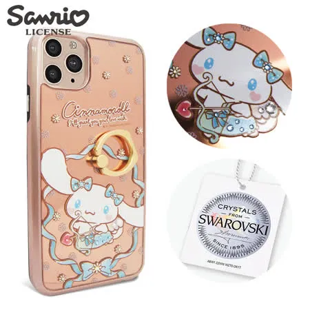 apbs Sanrio iPhone 11 Pro Max / 11 Pro / 11 施華彩鑽全包鏡面指環雙料手機殼-大耳狗邱比特