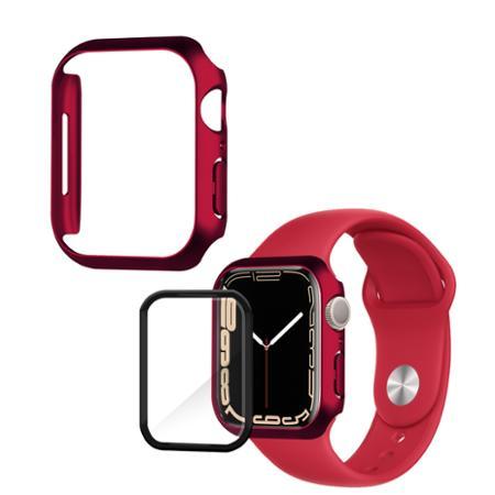 金屬質感磨砂系列 Apple Watch Series 8/7 (45mm) 防撞保護殼+3D透亮抗衝擊保護貼(合購價)