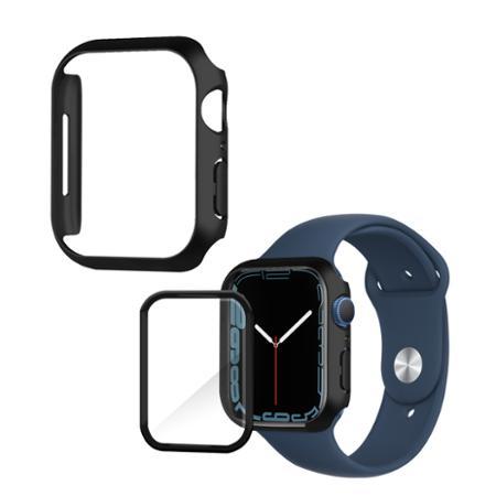 金屬質感磨砂系列 Apple Watch Series 8/7 (41mm) 防撞保護殼+3D透亮抗衝擊保護貼(合購價)