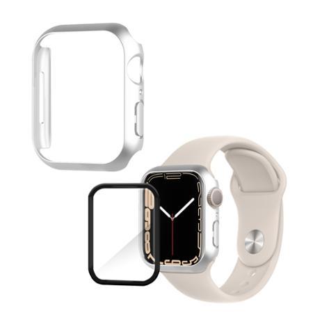 金屬質感磨砂系列 Apple Watch Series 8/7 (41mm) 防撞保護殼+3D透亮抗衝擊保護貼(合購價)