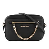 【MICHAEL KORS】金字防刮皮革附鏈帶前口袋方包(黑色) 35S1GTTC7L BLACK