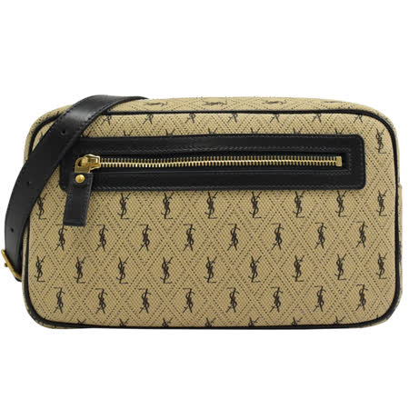 Ysl Monogram 滿版印花帆布斜背相機包 卡其 Friday購物