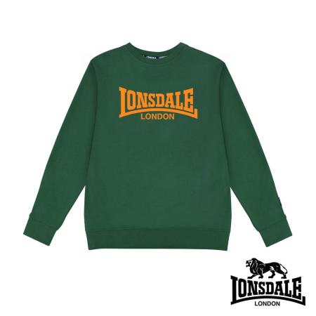【LONSDALE 英國小獅】經典LOGO 長袖大學T恤(綠色 LT250015)