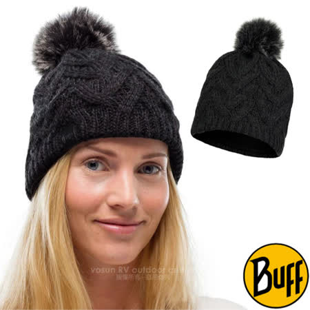 【西班牙 BUFF】Lifestyle 系列 CARYN 針織柔軟保暖毛球帽.雪地毛線帽 _BF123515 石墨黑