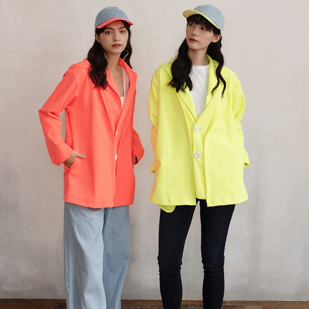 【HOII后益官方授權】時尚-西裝造型連帽外套-黃
