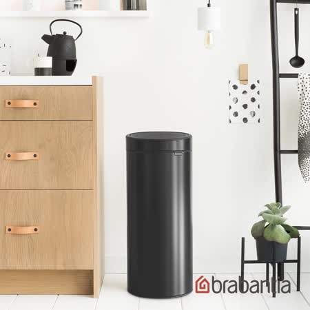 【荷蘭Brabantia】新款Touch Bin 按壓式垃圾桶-30L 尊爵黑 (十年保固)
