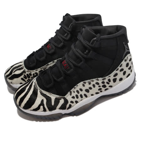 Nike 籃球鞋 Air Jordan 11 Retro 男女鞋 喬丹 飛人 情侶鞋穿搭 絨毛 動物紋 黑 白 AR0715-010 AR0715-010