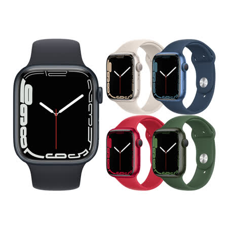Apple Watch Series 7 (GPS版) 45mm鋁金屬錶殼搭配運動型錶帶 ※送保護貼※