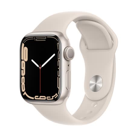 Apple Watch S7 GPS 41mm星光色鋁金屬錶殼配星光色運動錶帶(MKMY3TA/A)
