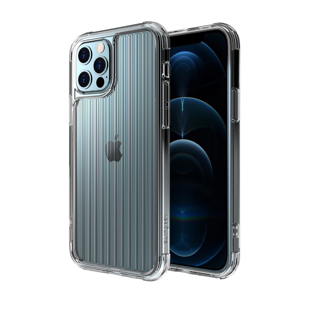 ABSOLUTE LINKASEAIR iPhone 12 / 12 Pro / 12 Pro Max 浮雕蝕刻技術防摔抗變色抗菌大猩猩玻璃保護殼-直條紋