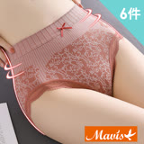 Mavis瑪薇絲-石墨烯花紋收腹內褲/中腰內褲(6件) 六色各一均碼