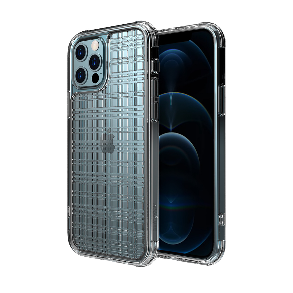 ABSOLUTE LINKASEAIR iPhone 12 / 12 Pro / 12 Pro Max 浮雕蝕刻技術防摔抗變色抗菌大猩猩玻璃保護殼-網格