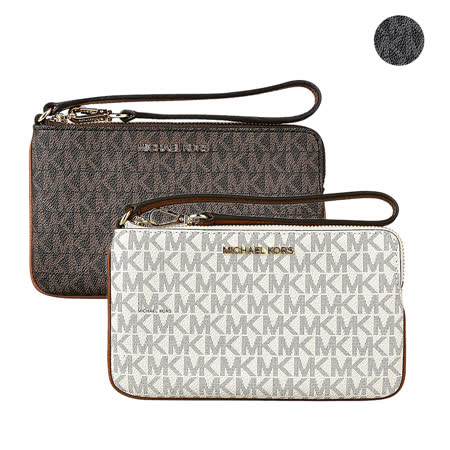 MICHAEL KORS JET SET 金/銀字LOGO PVC拉鍊手拿包(三色)