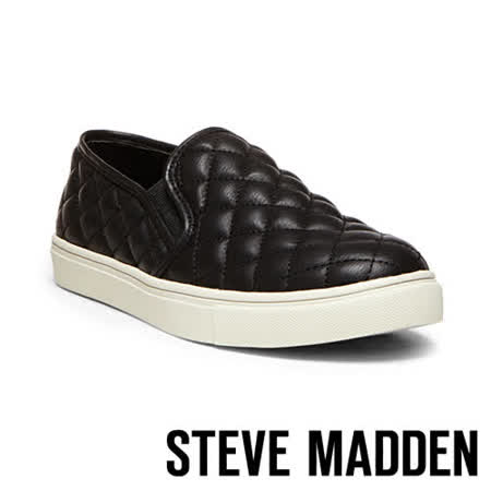 【STEVE MADDEN】ECENTRCQ 經典菱格紋縫線 休閒平底鞋(黑色)