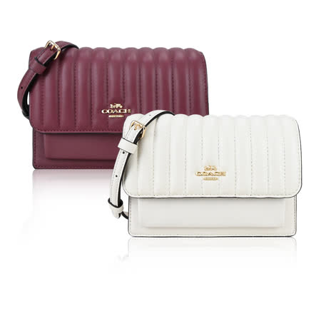 COACH 立體馬車LOGO線性縫皮革斜背/腰包兩用包(任選)