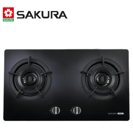 【促銷】SAKURA櫻花 二口雙內焰 黑色強化玻璃 檯面式瓦斯爐 G2721G 送安裝