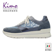 【Kimo德國品牌健康鞋】 義大利製造鏤空蕾絲牛皮休閒鞋 女鞋 (單寧藍 70732030229)
