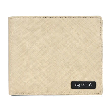 agnes b.基本款男用皮革短夾-任選