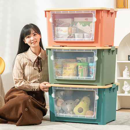 【Mr.box】雙開大容量堆疊式收納整理箱滑輪箱-3入