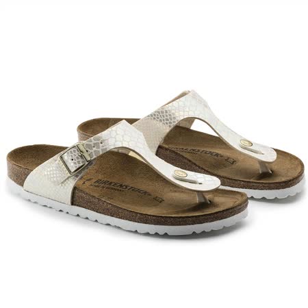Birkenstock Gizeh 閃亮蛇紋 奶油白 夾腳拖鞋
