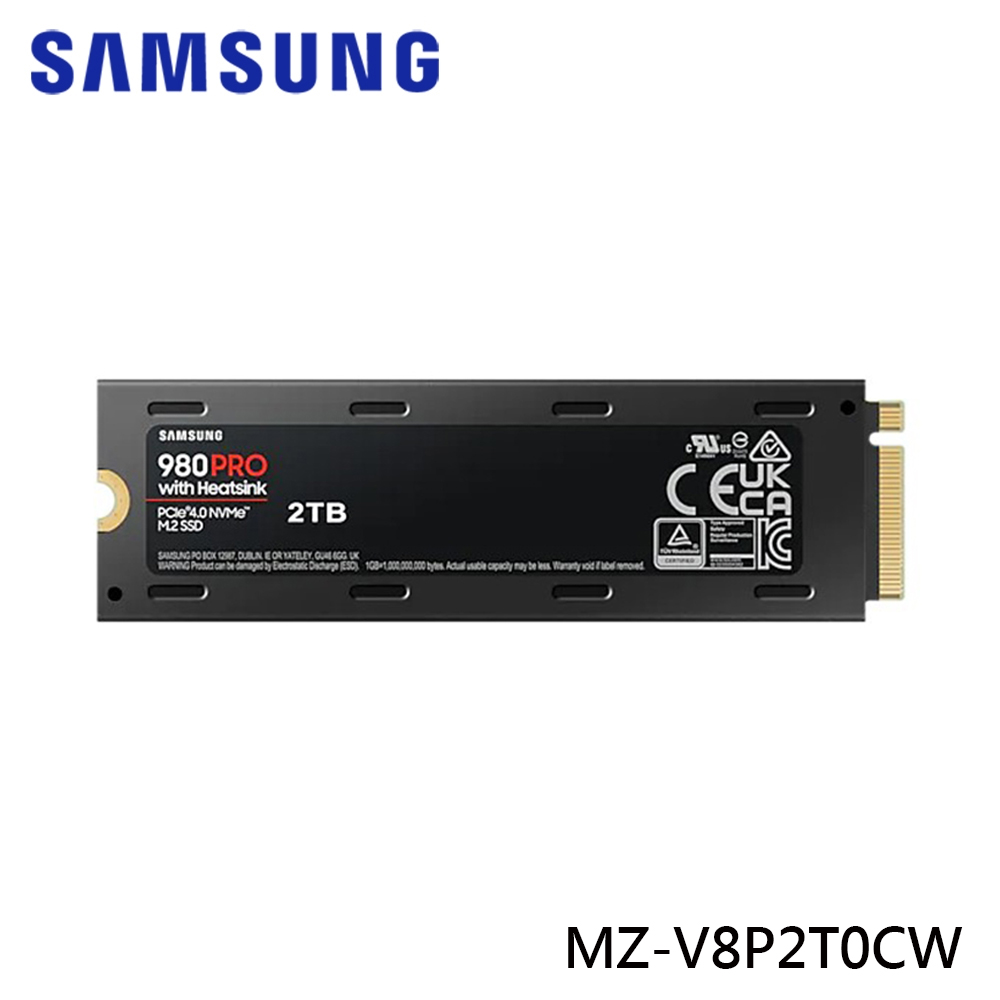 SAMSUNG 三星 980 PRO PCIe 4.0 NVMe M.2 固態硬碟 2TB 含散熱片