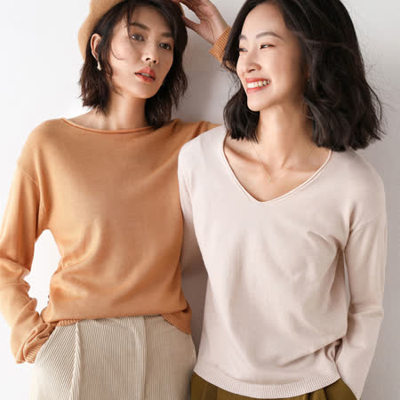 nata 質感V領針織上衣 (共十色) S-2XL