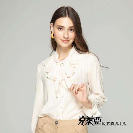 【KERAIA 克萊亞】
如醉仙迷軟料荷葉領綁結襯衫