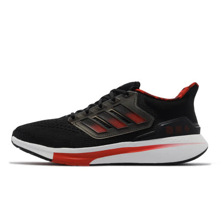 adidas 慢跑鞋 EQ21 Run 運動 男鞋 Bounce 緩震 透氣包覆 路跑 健身 黑紅 GZ4053 GZ4053