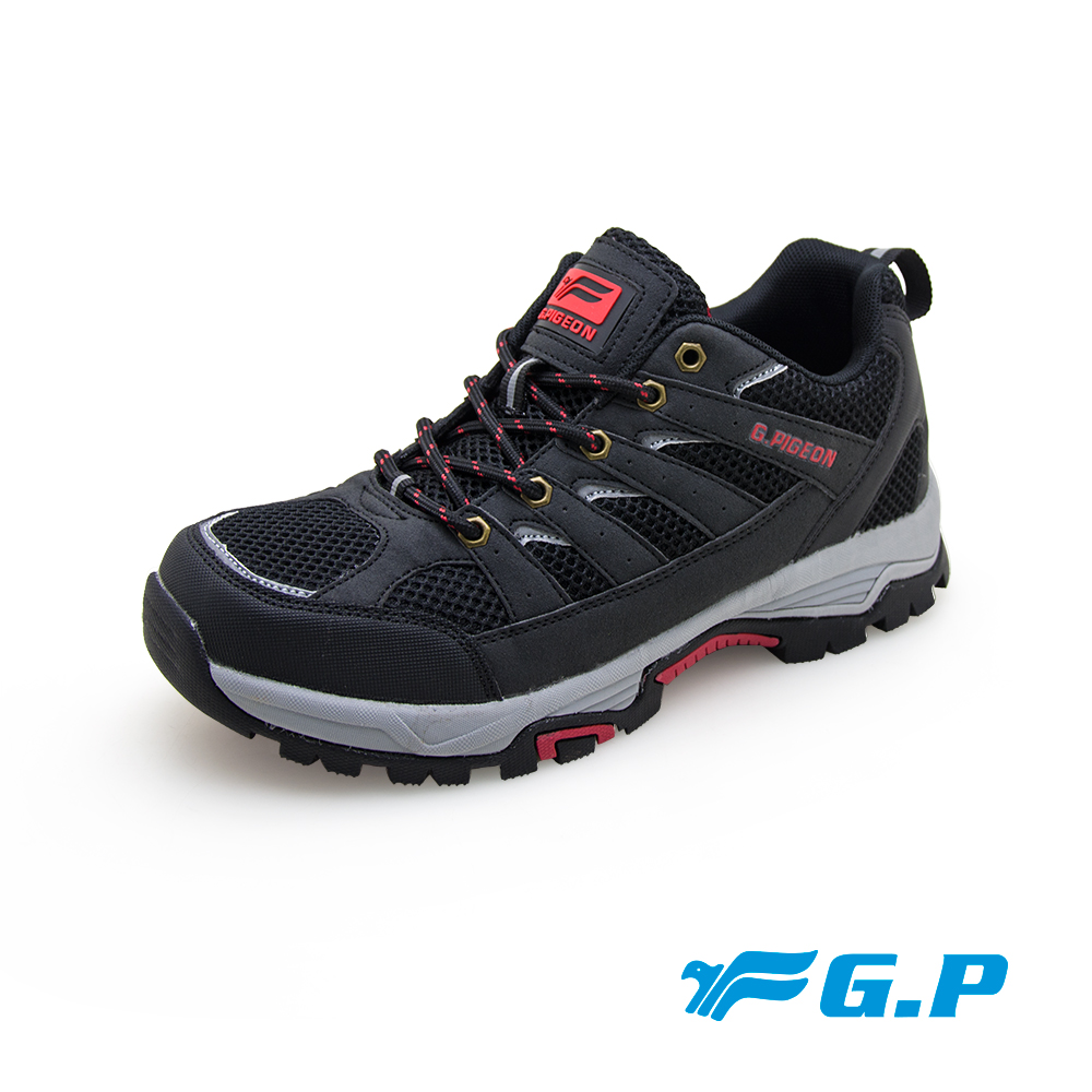 【G.P 男款登山休閒鞋】P7631M-14黑紅色(SIZE:40-44 共二色)