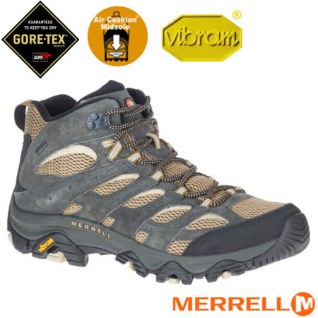 【美國 MERRELL】男款 MOAB 3 MID GORE-TEX® 多功能防水透氣登山健行鞋/ML036251 鐵灰/袋棕