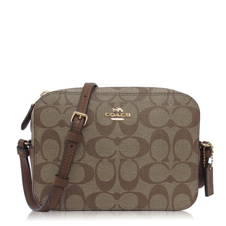 COACH 經典 PVC / 迷你款 / 方型 斜背包_卡其駝