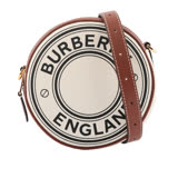 【BURBERRY】Louise 徽標圖案棉質圓餅包(自然色/棕褐色) 8051847