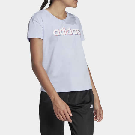 【adidas 愛迪達】ADIDAS W GFX TEE SS1 女 短袖上衣 粉紫(HB7132)