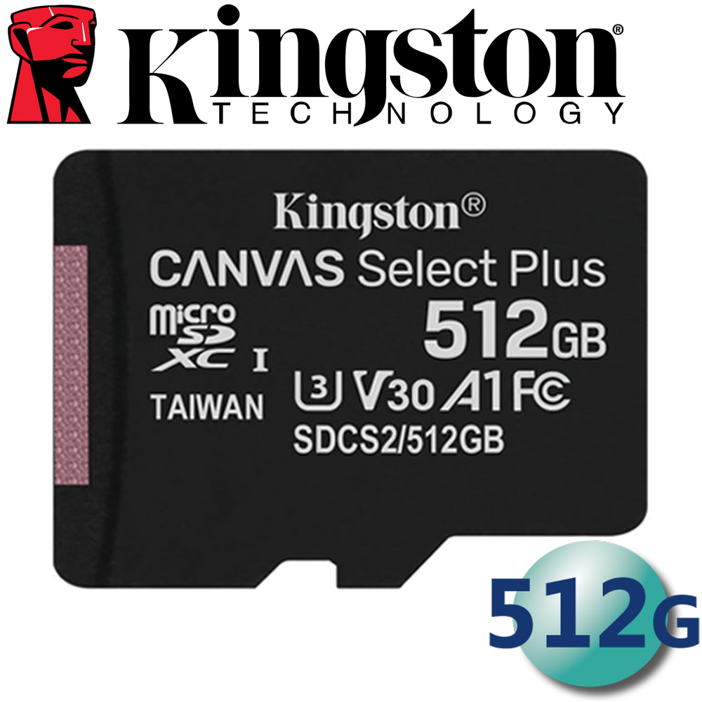 快速到貨 Kingston 金士頓 512GB microSDXC UHS-I U3 A1 V30 記憶卡 SDCS2/512G
