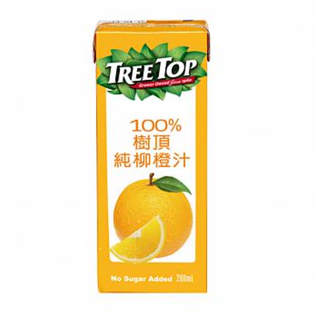 箱購 樹頂100% 純柳橙汁200ML*24入