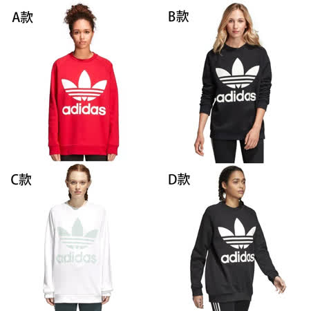 【Adidas】OVERSIZED SWEAT 女 長袖上衣 四款任選  紅/黑/白綠  (DH3140  DH3129 CY4757 CY4755)