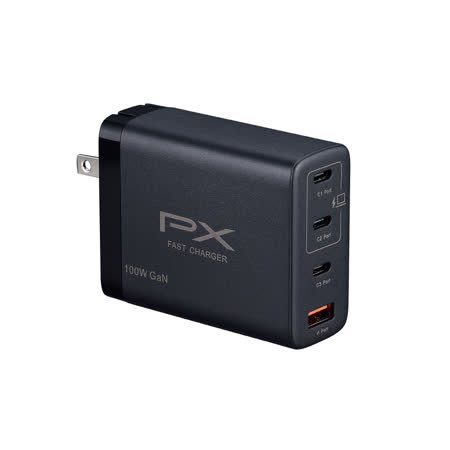 【PX大通】氮化鎵100W快充USB電源供應器(Type-Cx3 + Type-Ax1) PWC-10013B