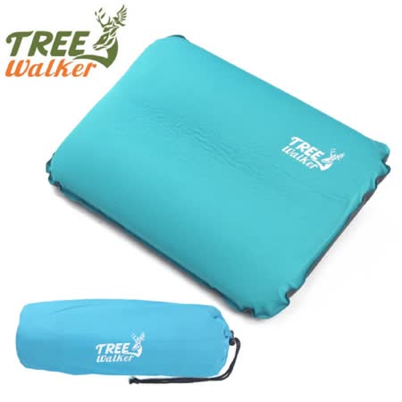 TreeWalker 3D立體自動充氣枕-藍綠色
