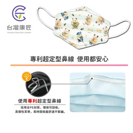 (快速到貨)台灣康匠倉鼠助六醫用口罩 3D韓式立體成人口罩 (助六的日常飲食 10入盒 卜公家族