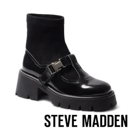 【STEVE MADDEN】CHENIL 真皮彈力樂福襪套靴(黑色)
