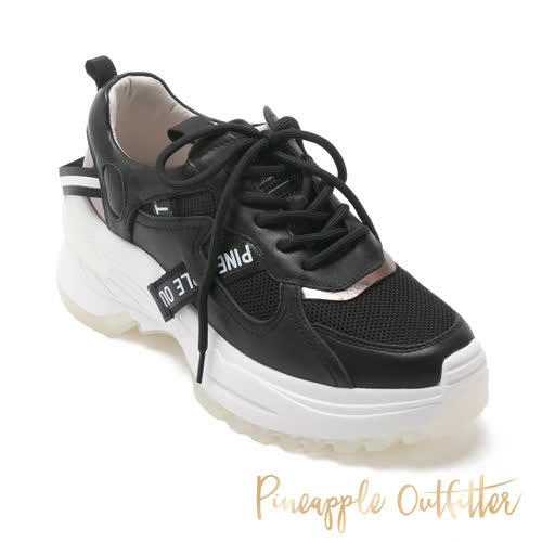 【Pineapple Outfitter】CALVIN 真皮織帶透氣老爹鞋(黑色)