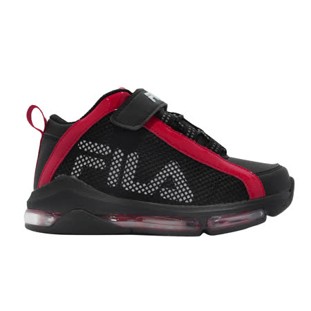 Fila 籃球鞋 B415W 氣墊 魔鬼氈 童鞋 斐樂 皮革 包覆 透氣 大童 黑 紅 3B415W051 3B415W051