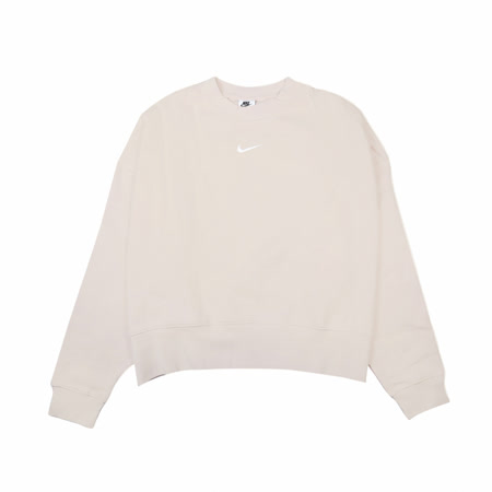 Nike 大學T Essentials Sweatshirts 女款 NSW 超寬鬆 短款 落肩 厚針織 米 白 DJ7666-219 DJ7666-219